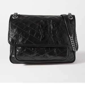 Yves Saint Laurent Shiny Black Quilted Shoulder Bag